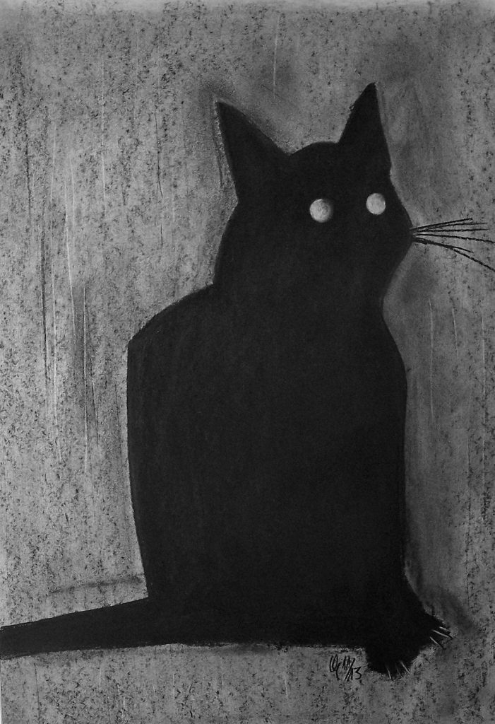 Schwarze Katze #1, Zeichnung